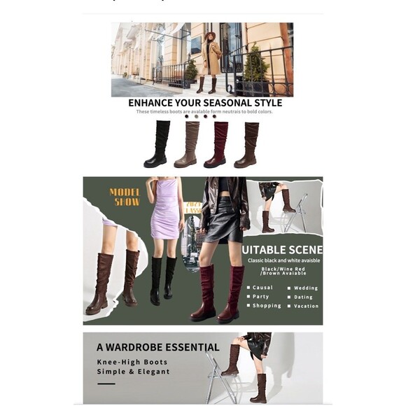 Women's Fashion Thick Heel Riding Boots Brown Side Zipper Durable Elegant 7.5 - Picture 13 of 13